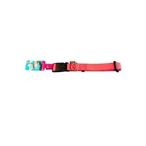 Play On Dog Collar Medium Pink Adjustable Nylon Webbing Buckle 3/4in x 14-20in